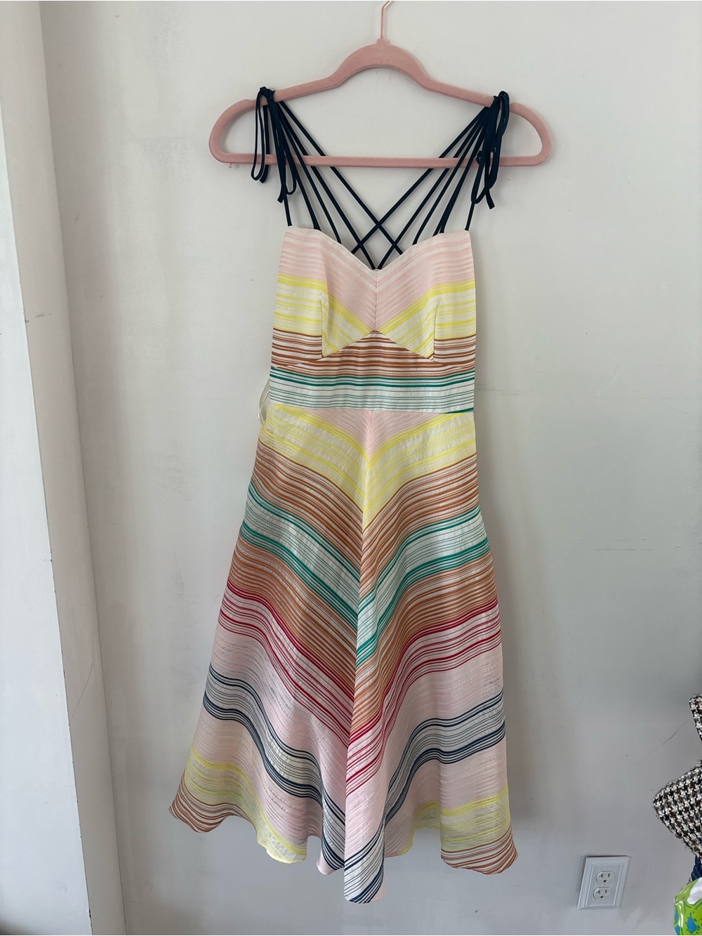 Shoshanna 4 Striped Multicolor Sundress with Black Strappy Back